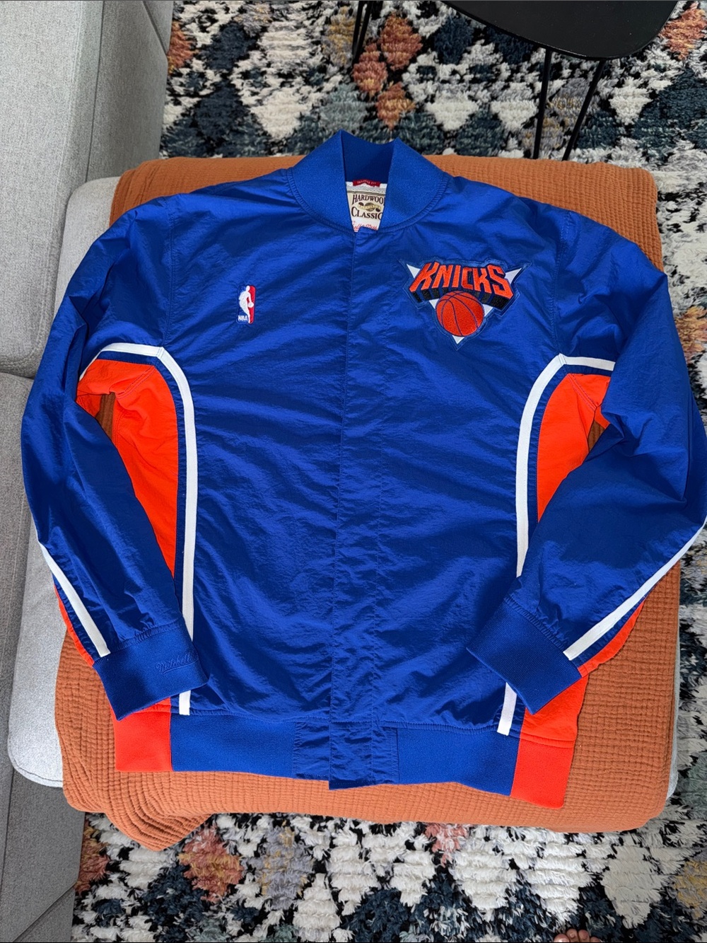 Mitchell & Ness New York Knicks Blue and Orange Men’s Jacket